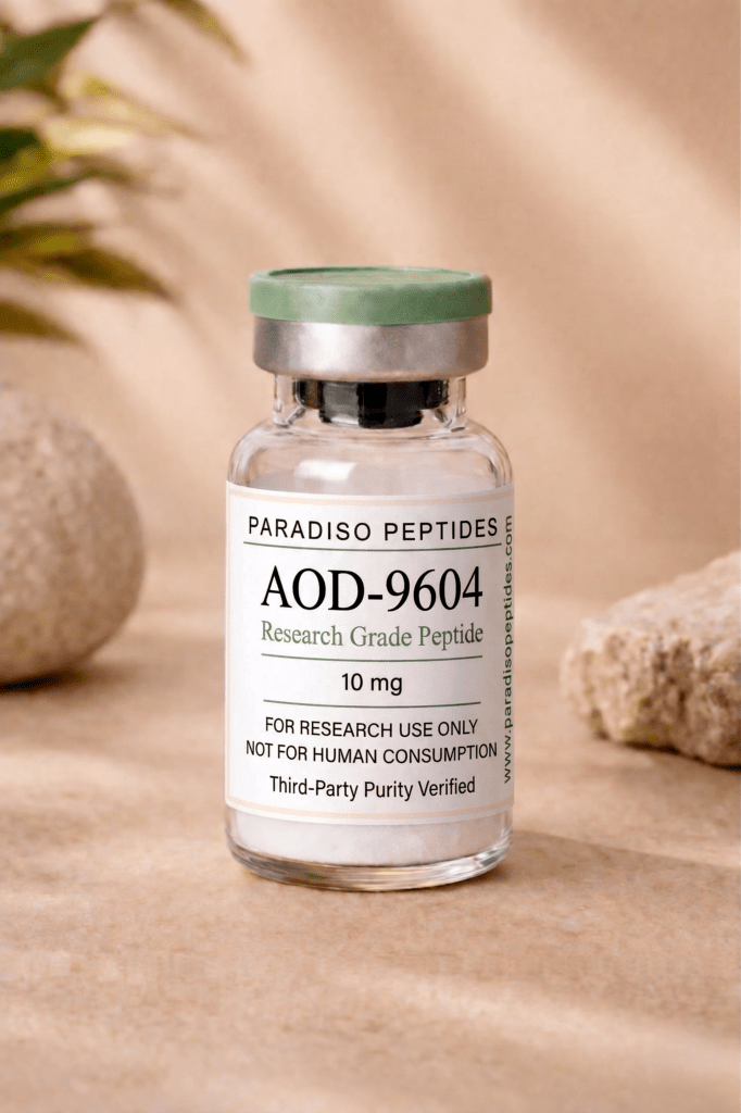 AOD-9604 lyophilized research peptide vial