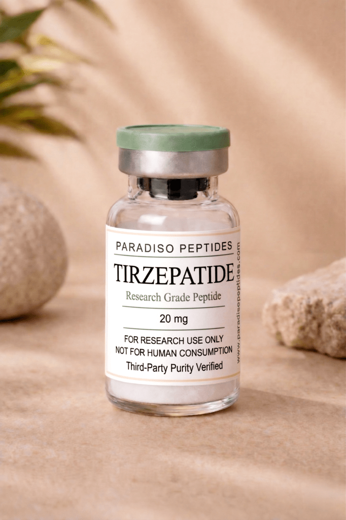Tirzepatide 20mg lyophilized research peptide vial
